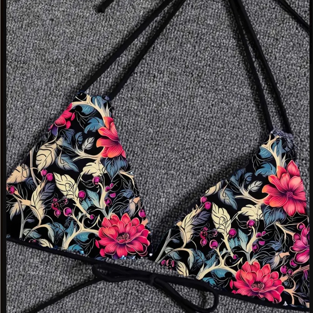 Floral Bikini Set - Black and Pink brand new - Picture 4 of 10